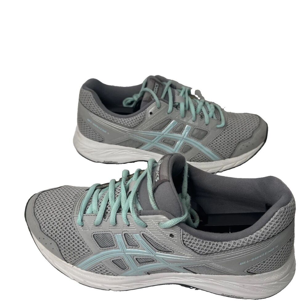 ASICS GEL-Contend 5 Women’s Size 10 Gray Aqua Running Walking Shoes 1012A234